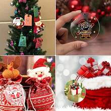 20 mặt dây chuyền trang trí bằng Acrylic tròn trong suốt có đĩa Acrylic, mặt dây chuyền trang trí có lỗ, thích hợp để chạm khắc trang trí Giáng sinh, vẽ tranh - 5cm - Xem 8