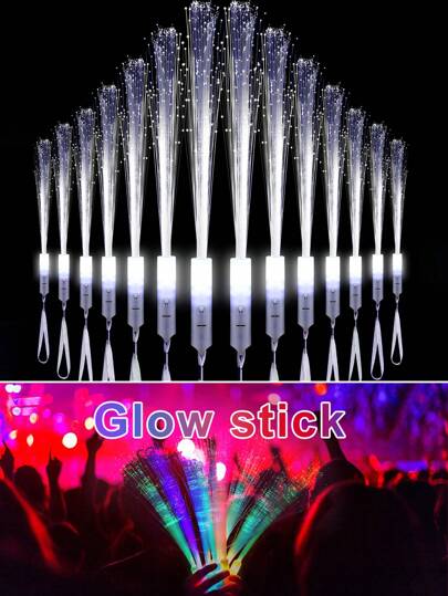发光纤维棒棒、LED 灯棒、夜光派对用品、光纤棒、LED 闪光棒、光纤灯棒棒，适用于生日派对、婚礼、万圣节、新年派对礼品、圣诞节