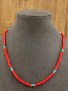 1 chiếc vòng cổ ngọc lam Bohemian dành cho nữ, thiết kế cổ điển và tối giản, làm bằng đá khảm ngọc lam, vòng cổ xích dành cho nữ, đồ trang sức Bohemian, đồ trang sức thời trang phương Tây, vòng cổ hạt dành cho nữ, phù hợp với nhiều sự kết hợp khác nhau - N-199 - Xem 12