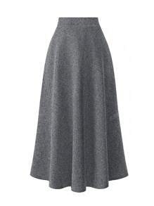 Women's Pleated High Waist Casual Skirt With Dragon & Phoenix Embroidery, Noble Gray