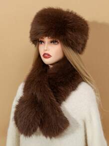 1 套时尚经典豹纹蓬松柔软蓬松户外保暖休闲便帽和围巾 - A - 查看 26