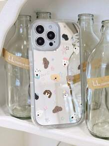 1 pieza Funda transparente con patrón de perro de dibujos animados, copos de nieve y estrellas, protección de Body completo compatible con iPhone 11/12/13/14/15/16 Pro Max - Multicolor - Ver 1