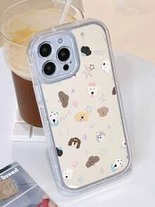 1 pieza Funda transparente con patrón de perro de dibujos animados, copos de nieve y estrellas, protección de Body completo compatible con iPhone 11/12/13/14/15/16 Pro Max - Multicolor - Ver 4