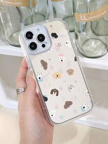 1 pieza Funda transparente con patrón de perro de dibujos animados, copos de nieve y estrellas, protección de Body completo compatible con iPhone 11/12/13/14/15/16 Pro Max - Multicolor - Ver 2