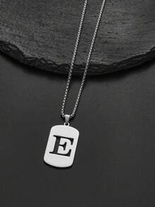 1 pièce Collier en acier de titane avec 26 lettres anglaises pour hommes et femmes, étudiants et couples, design minimaliste, polyvalent, collier de bénédiction initiale, convient pour un port quotidien, fête, Noël, Saint-Valentin, cadeau - Argent - Voir 23