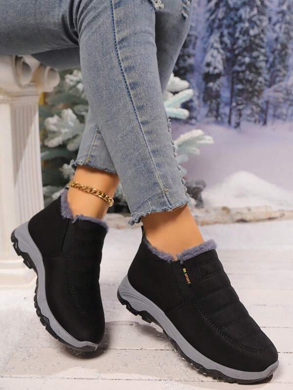 Botas acolchoadas de algodão mais vendidas para mulheres, forro quente, impermeável, antiderrapante, confortável, sapatos para mães idosas para o inverno