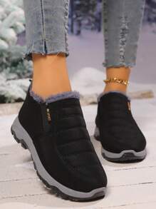 Botas acolchoadas de algodão mais vendidas para mulheres, forro quente, impermeável, antiderrapante, confortável, sapatos para mães idosas para o inverno