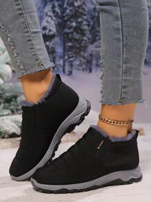 Botas acolchoadas de algodão mais vendidas para mulheres, forro quente, impermeável, antiderrapante, confortável, sapatos para mães idosas para o inverno