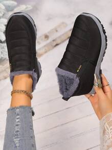 Botas acolchoadas de algodão mais vendidas para mulheres, forro quente, impermeável, antiderrapante, confortável, sapatos para mães idosas para o inverno