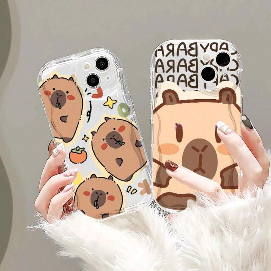 1 件 Kapybara 吃洋葱手机壳适用于 Iphone 15promax、IPhone 14plus、13/12/11pro 防震透明奶油色手机壳 - 無色 - 查看 1