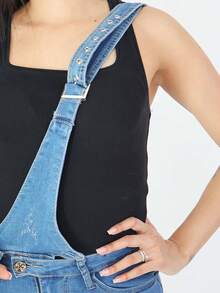 Pantalones vaqueros con tirantes para damas, Sujetador de hombro, Azul Fresh - Pantalones Vaqueros con Tirantes para Damas, Elegancia con Comodidad - Azul - Ver 6