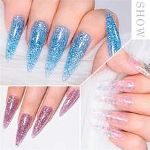 Mtssii Bộ 5 chiếc/bộ 20ml gel nối móng tay bằng poly màu xanh lấp lánh có gel tạo móng UV, dạng kép, cọ và thìa – Làm móng nhanh hơn để móng chắc khỏe hơn - Nhiều màu - Xem 5