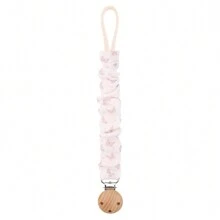 1pc Baby Infant Crinkly Fabric Stylish Print Pacifier Clip And Wooden 3-Slot Pacifier Holder, For Daily Use - Multicolor - View 32