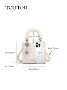 TOUTOU Bolso de mano con inspiración de diseñador, estilo jacquard de perlas falsas, bolso de hombro y bandolera para novia/boda, regalo para ella para cumpleaños, aniversario, San Valentín, bolso elegante y lujoso para mujer