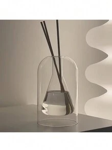 1pc 130ml Transparent Glass Diffuser Bottle With Rattan Sticks, Fragrance Oil Bottle For Home Use, Unscented Aroma Bottle, Simple Decorative Glass Vase, Glass Vase Fragrance Reed Sticks Home Decor Interior Design Tranquility Life Aesthetics Aromatherapy Art Decor Natural Element Relaxing Time Life Style Home Life Handicraft Mental Peace Good Times Creative Home Decorative Art Life Inspiration Mental Space Gifts Birthday Graduation