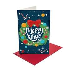 1 张带信封的复古圣诞贺卡 - 圣诞花环祝福图案，适合家人和朋友，理想的节日礼物 - 彩色 - 查看 8