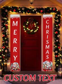 1 套圣诞门廊装饰雪人圣诞装饰品，圣诞快乐悬挂横幅欢迎冬季家居户外室内墙壁圣诞装饰，70.8 * 11.8 英寸，2 种款式 - 多色 - 查看 3
