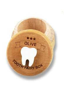 1 Pc Customized Tooth Fairy Box For Tooth Holder Wooden Saver Organizer Storage Box For Boys Girls Lost Teeth Birthday Present - Brown - View 6