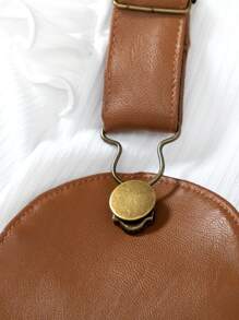 2 buc. Pantaloni scurti din piele maro pentru fetiță, cu inimă, cu salopete în față, cu ținută de top cu mânecă lungă, decolteu cu nervuri albe, primăvară/toamnă