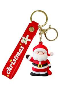 Chaveiro de Natal, presente, chaveiro fofo de desenho animado de Natal, chaveiro de silicone com pulseira de Papai Noel, para mochila escolar, pingente de carro, decoração de mochila, aniversário, presente de Natal