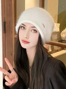 1pc Women Striped Knit Hat, Warm Thickened Winter Ear Protection Cap, Cute Beanie For Autumn Winter Casual Elegant Vintage Street Chic Fashion, Versatile, Large Head Circumference, Suitable For Outdoor, Skiing, Cycling, Travel, Party, Daily Use