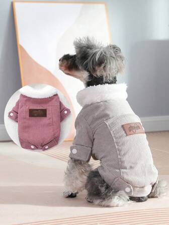 HOLAPET 1pc Dog Jacket Windproof Warm Thermal Lined Pet Outerwear, Suitable For Small Dogs & Cats, Autumn/Winter