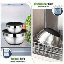 26pcs Mixing Bowl With Lid, Stainless Steel Mixing Bowl With 3 Grater Attachments, Metal Nesting Bowl And Black Airtight Lid, For Baking/Cooking