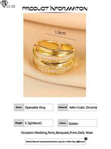 1pc Luxury Simple Knotted Design Unique Zirconia Openable Rings For Women Girl Daily Wear Jewelry