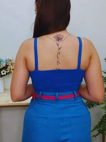 Women's Modal Chic Cropped Knit Top Summer Chic Straps - 寶藍色 - 查看 2