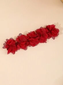 1pc Newborn Infant Baby Girl Cute 5 Flowers Headband, Suitable For Gift, Party, And Daily Use Love Valentine - Burgundy - View 3