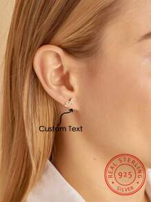 A Pair Of Minimalist And Fashionable 925 Sterling Silver Custom English Letter Earrings With Minimalist Design, Unique And Meaningful Gifts, Warm And Unique Accessories Jewelry