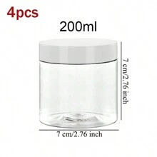 4pcs 7cm Diameter Plastic Storage Bottles With Lids, Paint/Cream/Mask Jars, Eye Cream/Face Cream Bottles, PET Transparent Sampling Containers For Cosmetics - White - View 16