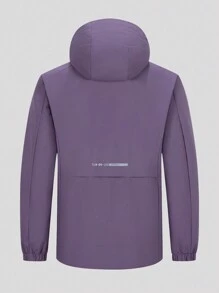 Winbreaker Warm Fleece Lined Soft Shell Jacket, Hooded, Waterproof Windproof, Lightweight Insulation, Suitable For Hiking Camping, Fleece Fabric, Winter - Purple - View 4