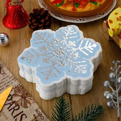20 st/40 st/60 st snöflingeservetter Frost födelsedagsfestservetter silverblå snöflingejulfestservetter engångsservetter med cocktaildryck för vinterunderlandet-temafest Frost födelsedagsfestdekorationer juldekorationer