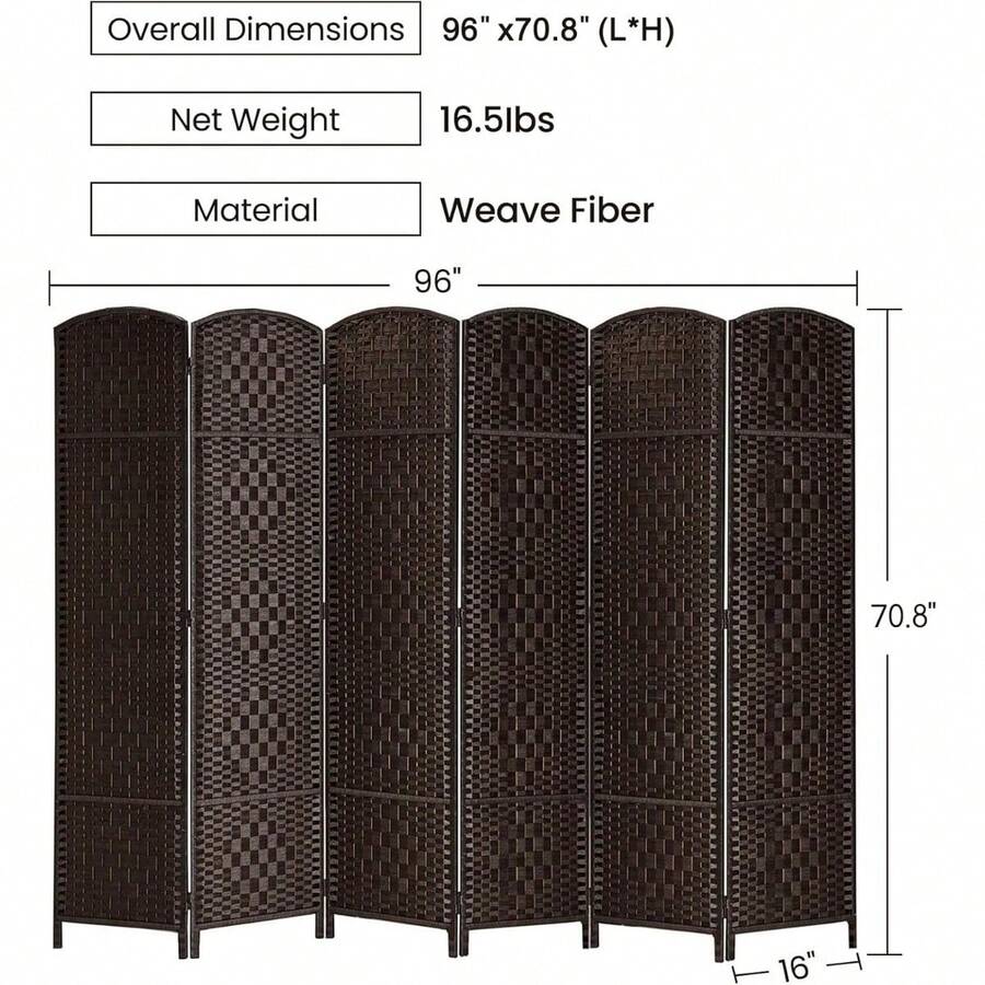 Room Divider, Room Dividers And Folding Privacy Screens, 16" Privacy