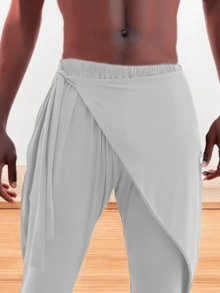 Comfortable Ollimpus Asymmetric Trousers For Men - White - View 2