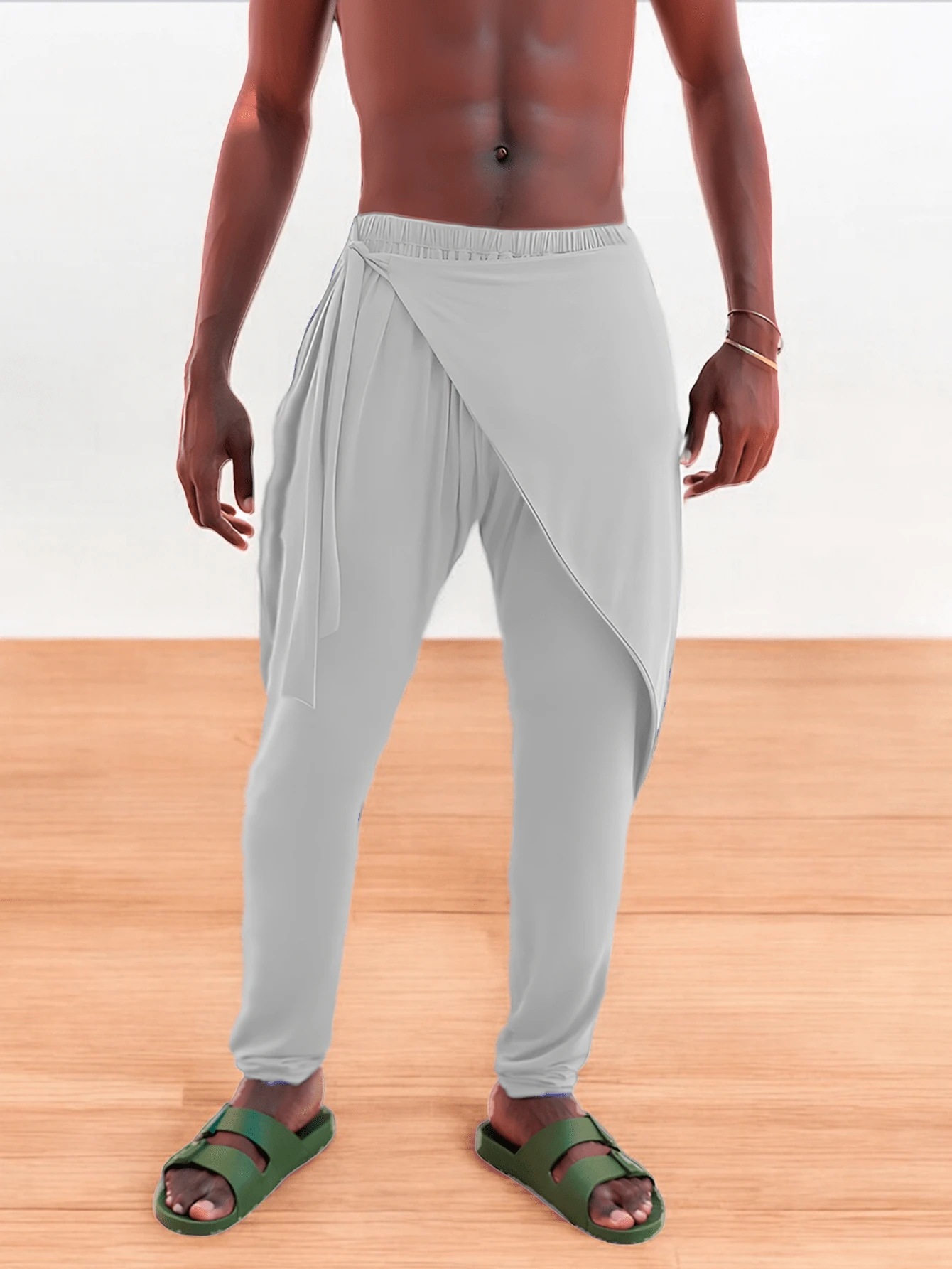 Comfortable Ollimpus Asymmetric Trousers For Men - White - View 1