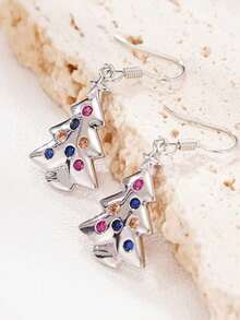 1 Cặp Hoa tai hình cây thông Noel nhiều màu sắc thời trang, phù hợp cho phụ nữ trong mọi dịp, Quà tặng Giáng sinh - Nhiều màu - Xem 4