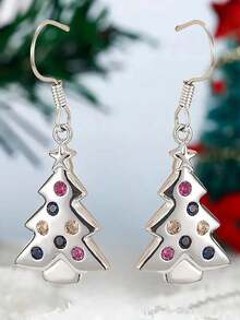 1 Cặp Hoa tai hình cây thông Noel nhiều màu sắc thời trang, phù hợp cho phụ nữ trong mọi dịp, Quà tặng Giáng sinh - Nhiều màu - Xem 3