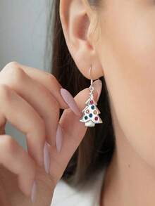 1 Cặp Hoa tai hình cây thông Noel nhiều màu sắc thời trang, phù hợp cho phụ nữ trong mọi dịp, Quà tặng Giáng sinh - Nhiều màu - Xem 2