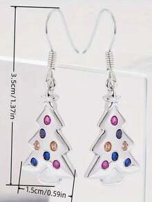 1 Cặp Hoa tai hình cây thông Noel nhiều màu sắc thời trang, phù hợp cho phụ nữ trong mọi dịp, Quà tặng Giáng sinh - Nhiều màu - Xem 5