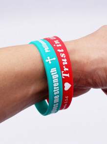 5pcs/10pcs/20pcs Set Assorted Color Bible Verse & Inspirational Phrase Silicone Bracelets, Suitable For Daily Wear And Gift-Giving