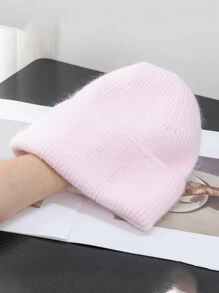 1pc Women's Solid Color Knit Hat, Fashionable Loose Knitted Cap, Soft & Warm Rabbit Hair Large Circumference Beanie, Suitable For Outdoor Travel In Autumn/Winter - Knitted Hat - View 14