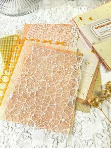 20sheets/Pack Vintage Hollow Out Lace Textured Material Paper Junk Journal Planner Scrapbooking Retro Decorative DIY Craft Background Paper - BQ1043-warm - View 5