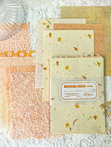 20sheets/Pack Vintage Hollow Out Lace Textured Material Paper Junk Journal Planner Scrapbooking Retro Decorative DIY Craft Background Paper - BQ1043-warm - View 4