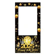 1.8*0.9m 黑色和金色背景窗帘，带脸部镂空，2025 主题派对新年装饰品，摄影亭摄影道具 - 彩色 - 查看 8