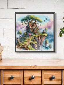 1 套海滩小屋十字绣绘画套件，DIY 刺绣用品，混合颜色高品质线，11CT 十字绣装饰画设计，完整的家居装饰刺绣工艺品，适用于入口、书房、卧室装饰，无框 - 彩色 - 查看 4