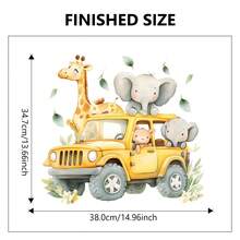 1PC Động vật du lịch trên ô tô dán tường Miếng dán tường động vật hoang dã đi bộ đường dài Khám phá động vật lột và dán Hươu cao cổ và voi Miếng dán tường phiêu lưu động vật cho trang trí phòng gia đình - Nhiều màu - Xem 7