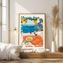 1 件复古意大利美食爱好者名言卷式海报印刷品、意大利面食和葡萄酒厨房墙壁艺术绘画、意大利阿马尔菲时尚家居装饰礼物、帆布墙壁海报、卧室客厅走廊装饰、墙壁海报墙壁艺术装饰壁画、家居装饰、海报艺术