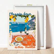 1 件复古意大利美食爱好者名言卷式海报印刷品、意大利面食和葡萄酒厨房墙壁艺术绘画、意大利阿马尔菲时尚家居装饰礼物、帆布墙壁海报、卧室客厅走廊装饰、墙壁海报墙壁艺术装饰壁画、家居装饰、海报艺术
